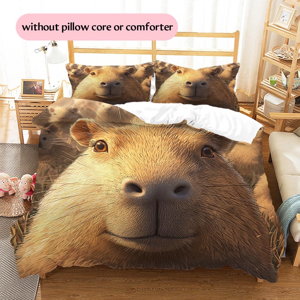 Capybara Pattern Bedding Home Decoration Birthday Gift (1 * duvet cover + 2 * pillowcase, without core)