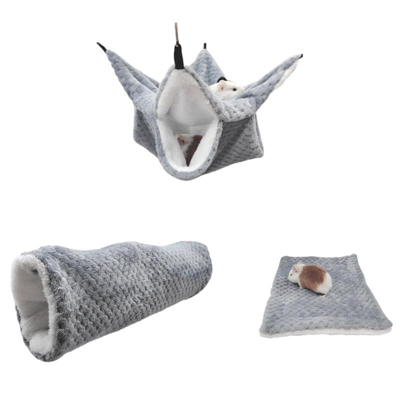 Подвесная гамак-гнездо для хомяка, зимнее теплое гнездо, плюшевый туннель-укрытие, уютная хижина для сна, для игр и отдыха, мягкая подушка