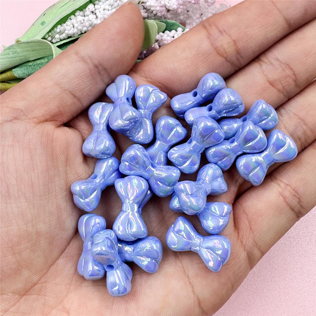 Креативные ослепительные акриловые маленькие бусины в виде банта, материал для самостоятельного изготовления бисера, подвеска, мода для браслета, 20 шт., брелок для изготовления ожерелья, 9,7*17,9 мм