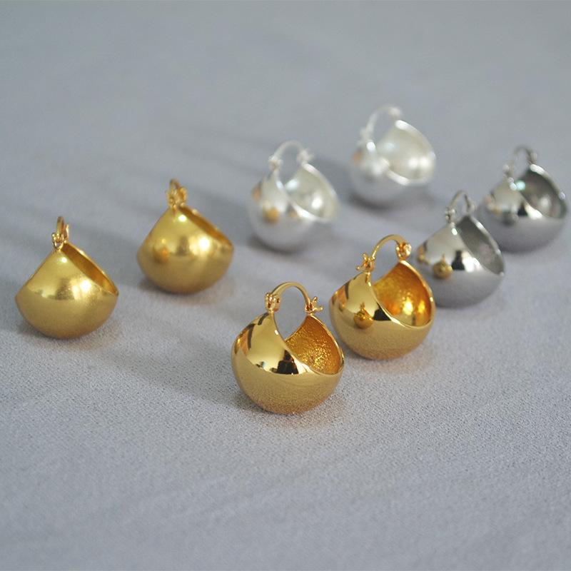 Серьги Celi Style Ретро Преувеличенные Полые Шары Простые Модные Темпераментные Латунные Позолоченные Серьги Женщины