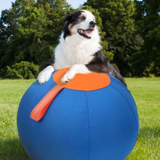 Herding Ball for Dogs Calming Ball with Cover Handle Inflatable Training Ball for Large Breeds Small Medium Dogs Active Play Exercise