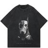 2024 Streetwear Dobermann Graphic Unisex T-Shirt Cotton Washed Black Tshirt Unisex Tops Tees Summer Short Sleeves T Shirt