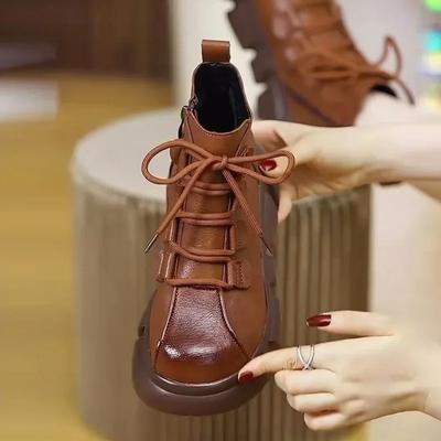 Модные ботильоны для женщин Водонепроницаемые на толстой подошве Большого размера Теплые ботильоны на платформе Новинка Шикарные и элегантные Удобные женские короткие туфли