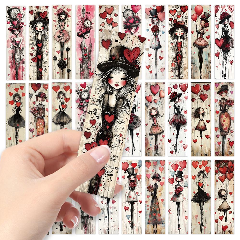 32pcs, Heart-shaped Girl Bookmark, Suitable for Back-to-school Season, Christmas, Halloween, Teachers, Readers, Birthdays.