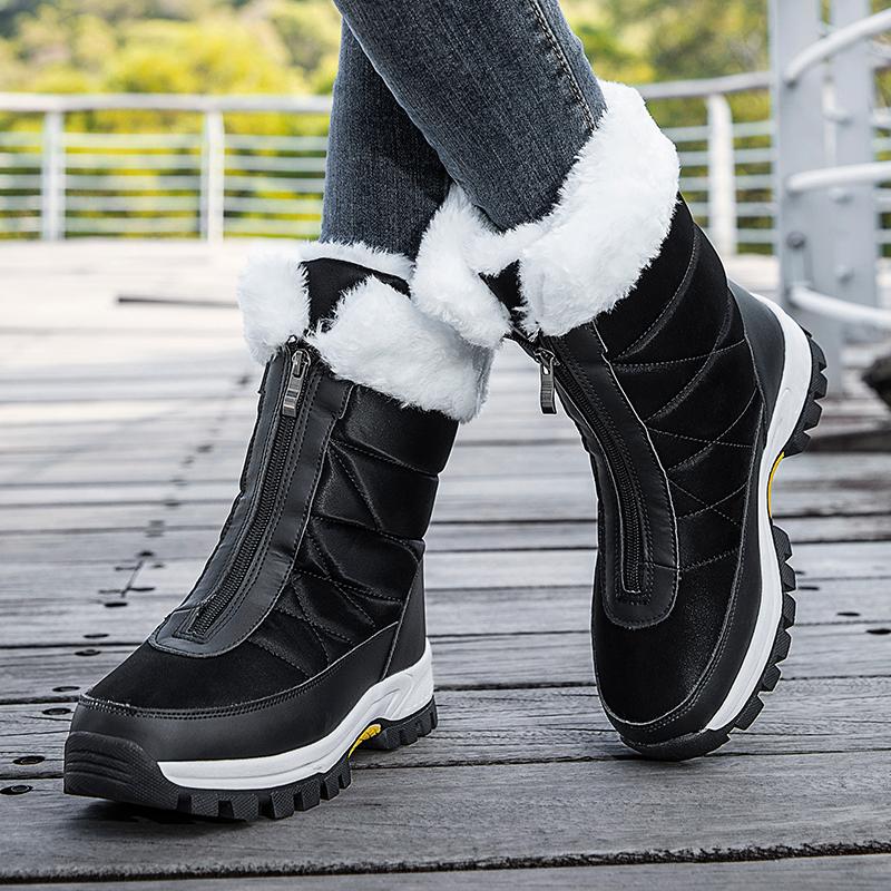 Female Cotton Boots Plus Size 42 Winter Womens Snow Boots Non-slip Outdoor Waterproof Women Keep Warm Boots Botas Mujer Zipper