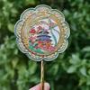 Textured Chinese-style Handheld Mirror Flower Cartoon Makeup Mirror Metal Cosmetic Mirror  Make Up