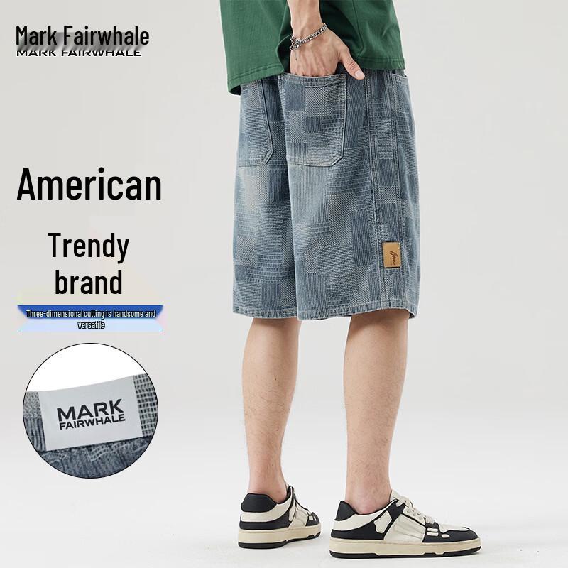 MARK FAIRWHALE Men's Loose Straight Denim Shorts