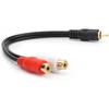 JSJ RCA (M) to 2 RCA (F) Stereo Audio Y Adapter Subwoofer Cable (24k Gold Plated) 1 Male to 2 Female Y Splitter Connectors Extension Cord