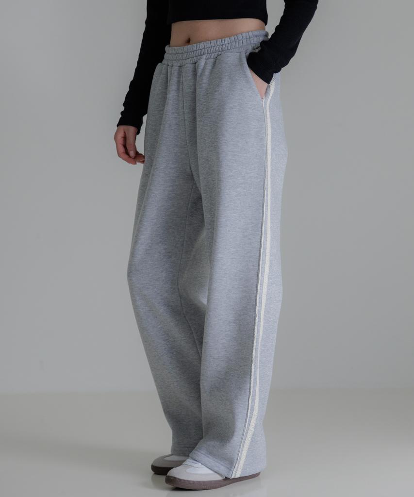 KITTY POTTERY Lace Line Tape Sweatpants Melange Grey