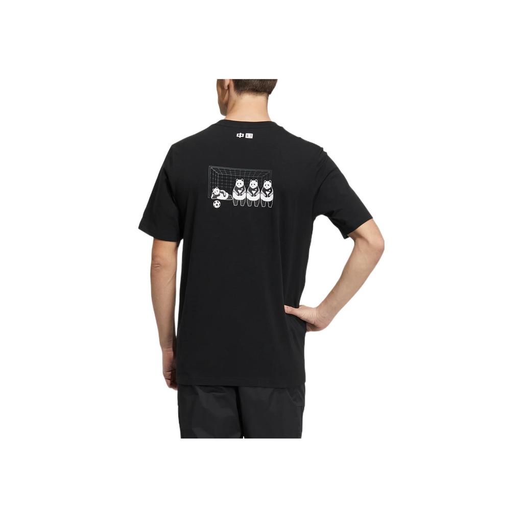 Adidas Повседневная футболка с коротким рукавом и принтом панды с круглым вырезом, мужские топы, черный HS4398