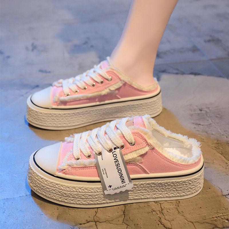 Обувь Холщовая Платформа Женские Мюли Тапочки и Женские Сандалии с Ремешком Розовые Слайды Высота Топ Дизайн Дизайнерский Люкс 39 Vip