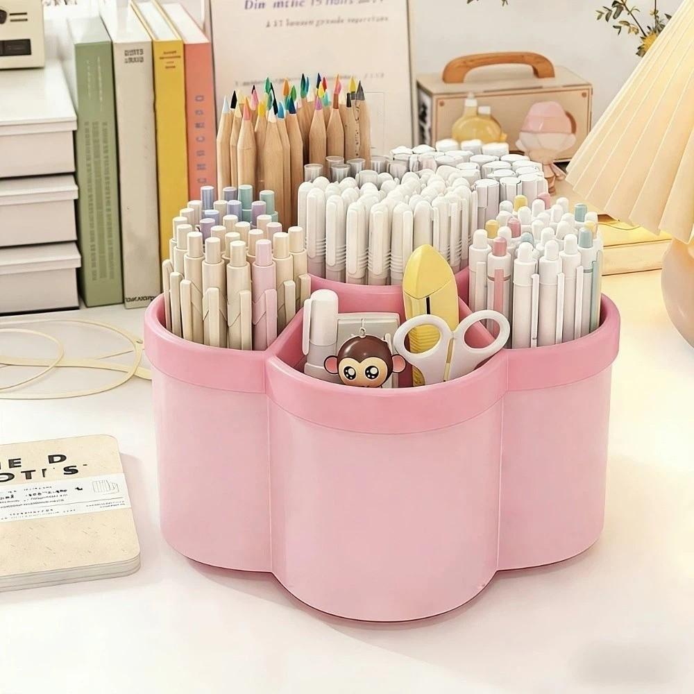 Large Capacity Desktop Organizer Rotatable Storage Holder Makeup Brush Holder Home Desktop