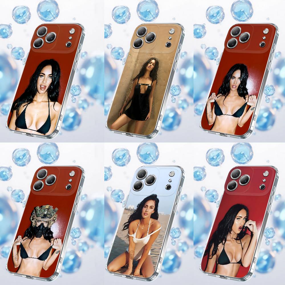 Чехол для телефона M-Megan Fox Для iPhone 12,16,11,14,13,17,15 Plus,Pro,Max,Plus,E,Air,Mini Прозрачный чехол