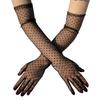 1-4Pair Fashion Women Black White Dot Lace Long Tulle Gloves Bride Wedding Stretchy Full Finger Transparent Thin Lady Mesh Glove