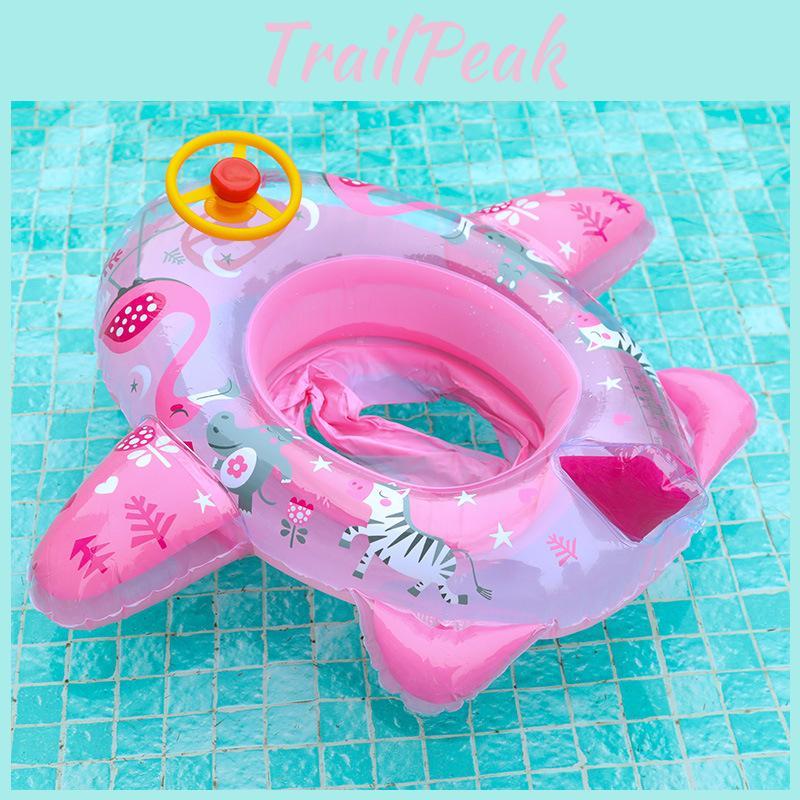 Надувной детский круг для плавания с мультяшным принтом для малышей, безопасность в бассейне, дизайн летающего самолета, ПВХ толщиной 0,2 мм