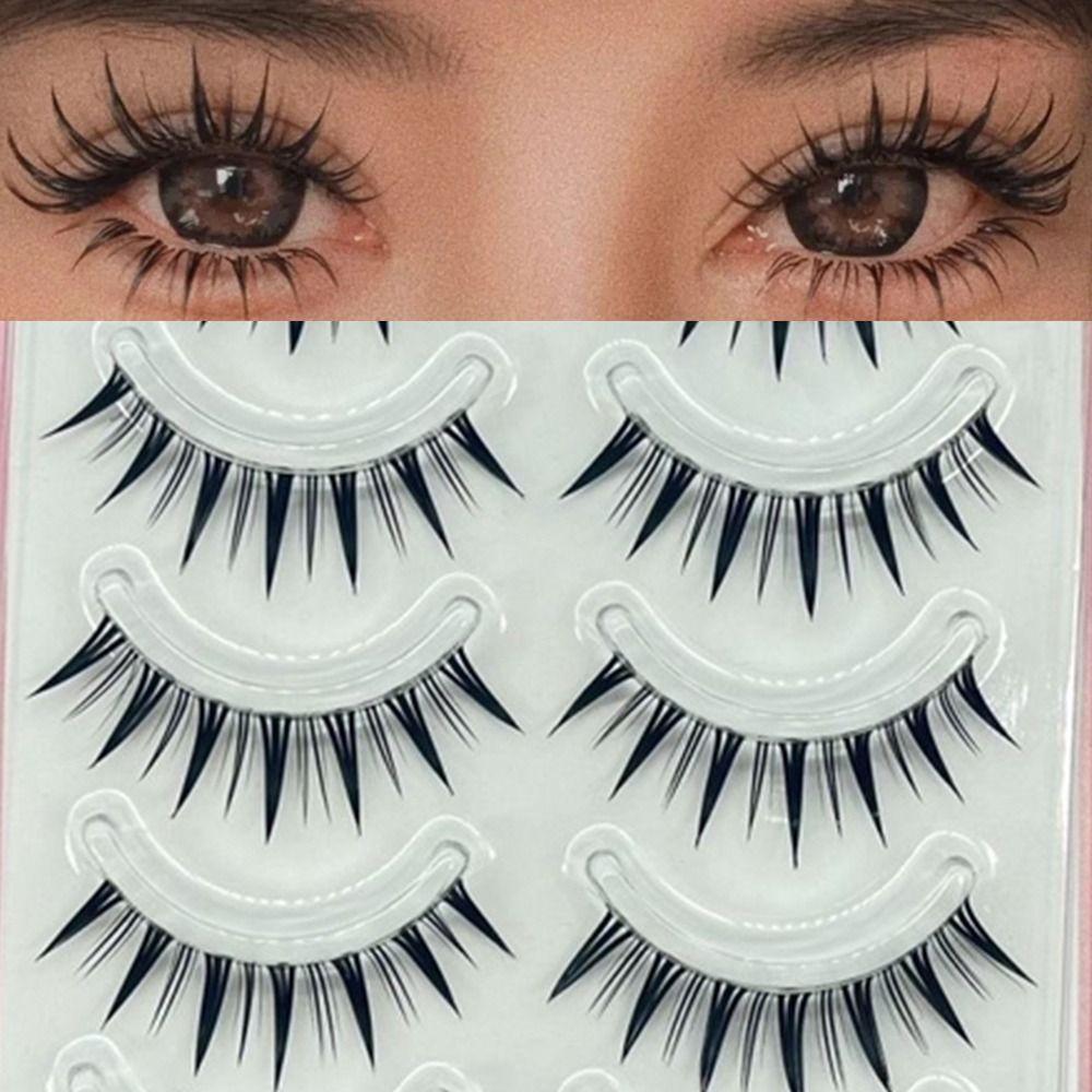 Japanese Cosplay Manga Anime Lashes Dramatic Wet Spiky Lashes Doll Strip Lashes  for Women