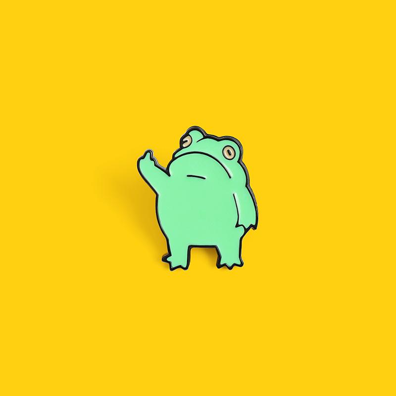 Cute Cartoon Frog Brooch - Creative Gesture Shape, Enamel Pin Badge