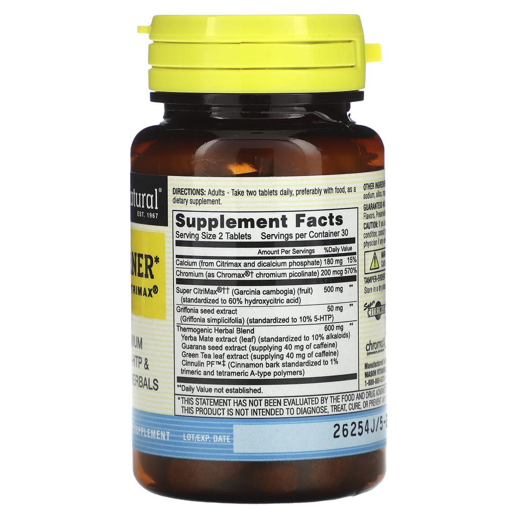 Mason Natural Fat Burner Plus Super Citrimax, 60 Tablets