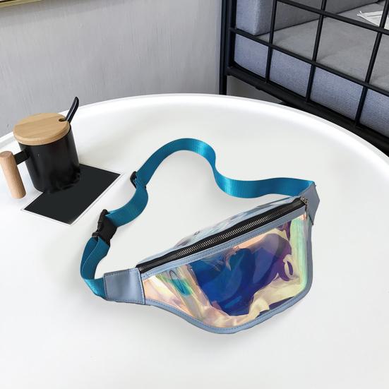 Transparent Waist Bag Waterproof Mini Fanny Pack Iridescent Belt Bag with Adjustable Strap for Women Men Travel Fitness Outdoor Use