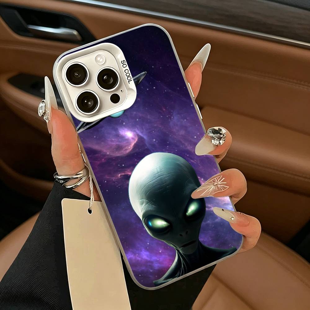 Уникальный Космический НЛО A-Инопланетянин-ES Чехол для Телефона для iPhone 11 12 13 14 15 16 Pro Max Plus белый серебристый Чехол для Телефона