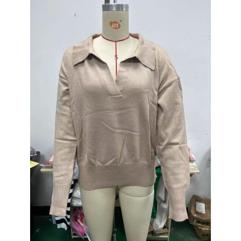 Autumn Winter Polo-neck Solid Color All-match Bottomed Knitting Top Women Casual Fashion Pullover Sweater