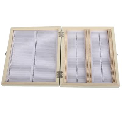 100 шт., биологическое стекло, подготовленные микроскопические предметные стекла, деревянный ящик для хранения слайдов, футляр