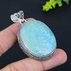 Natural Caribbean Larimar Gemstone 925 Sterling Silver Pendant 2.40" T8r78