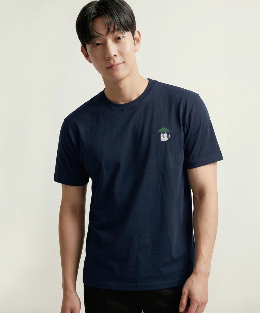 OKSTAR Rain Cat Embroidered Short Sleeve T-Shirt (Type C)
