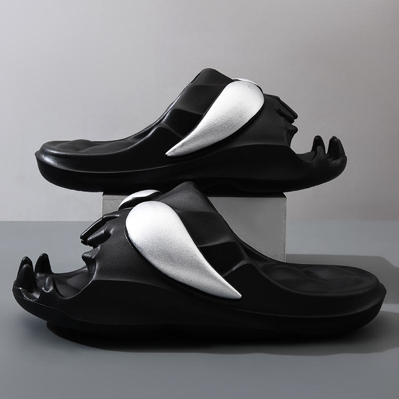 Мужские шлепанцы с черепом 2024, нескользящие сандалии из ЭВА с толстой подошвой, дышащие, мягкие, удобные для лета, сланцы для улицы на Хэллоуин (Возраст 12+)