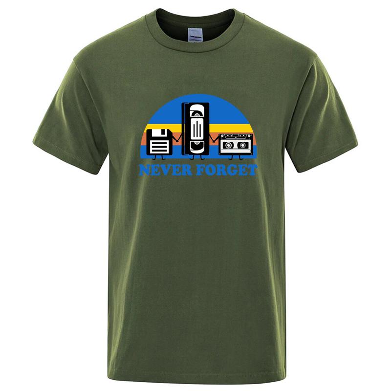 Summer Mens Tshirt Never Forget Sarcastic Graphic Music Funny Printed 100 Cotton TShirt Loose Male Top Casual Short Sleeve