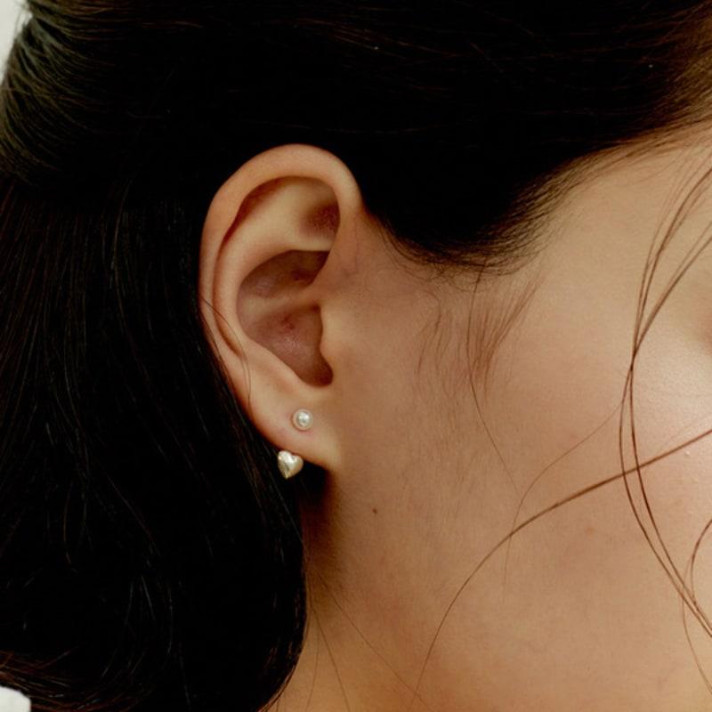 murmur [925silver]Heart pearl earjacket earrings