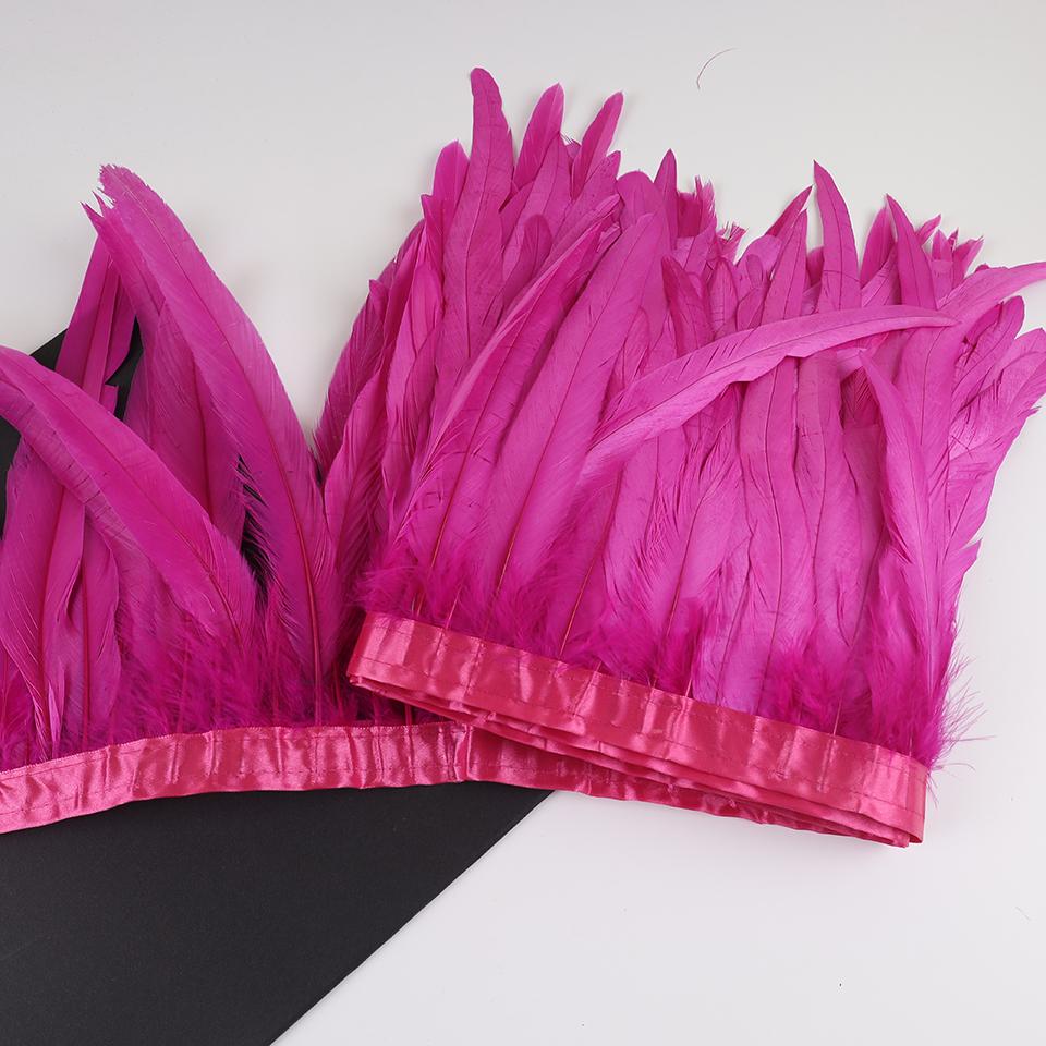 10Meters Rooster Tail Feathers Trim 25-30Cm Coque Feathers Trimming For Handiwork Crafts Carnival Dress Skirt Costumes Plumes