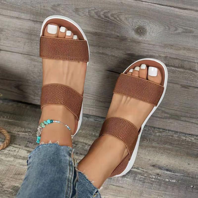 Spring and Summer Footwear Plus Size Women's Shoes Casual Elastic Band Flying Flat Sandals