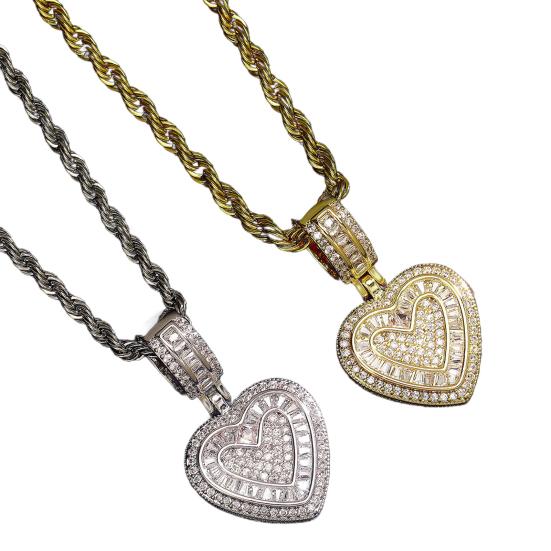 Ожерелье-свитер в стиле хип-хоп, сверкающие кубические цирконии, инкрустированные подвески в форме сердца, колье-чокер, ювелирные аксессуары