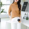 0 Wool Sweater Women's Loose and Thin Long Sleeves Stacked Collar Curled Pullover Sweater Backing Knitted Top Thin New