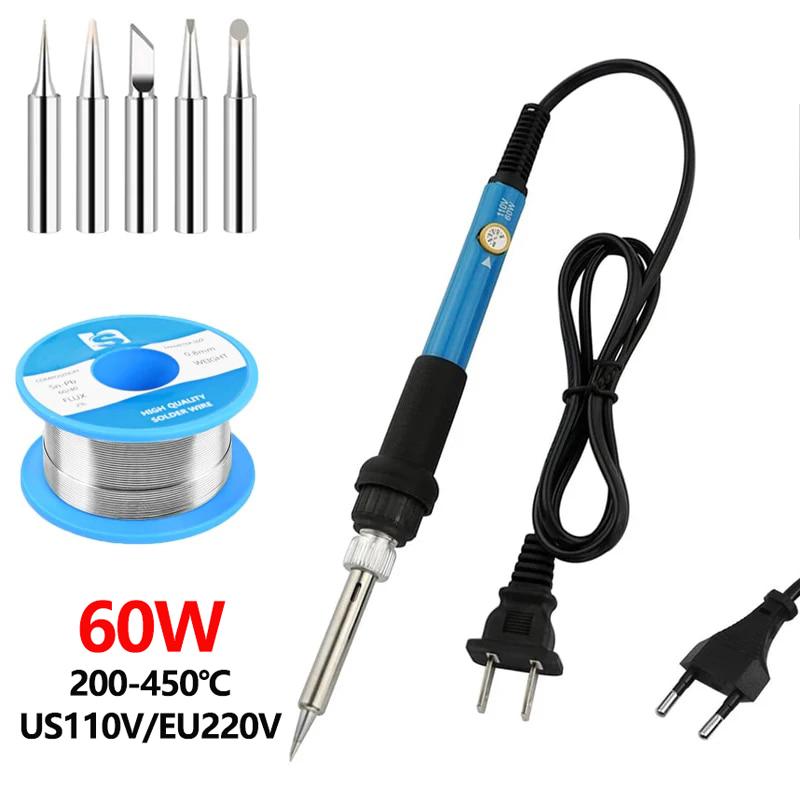 Электрический паяльник с регулируемой температурой, 110 В/220 В, 60 Вт, паяльник, профессиональный сварочный аппарат для олова, термокарандаш, сварочный инструмент для ремонта припоя
