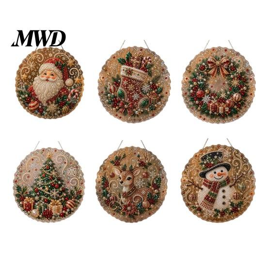 Holiday Gift for Family Christmas Faux Pearl Art Kit, DIY Rhinestone Gem Painting Craft, Santa Tree Living Room Decorations Stocking Elk Pattern