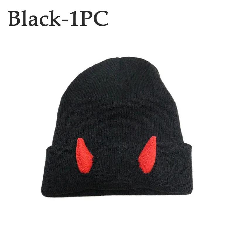 Шапка с рогом дьявола на Хэллоуин, мягкая вязаная фасоль, теплая, зимняя и осенняя, веселая, хип-хоп-шапка, для дома и улицы, ветрозащитная, холодостойкая, теплая