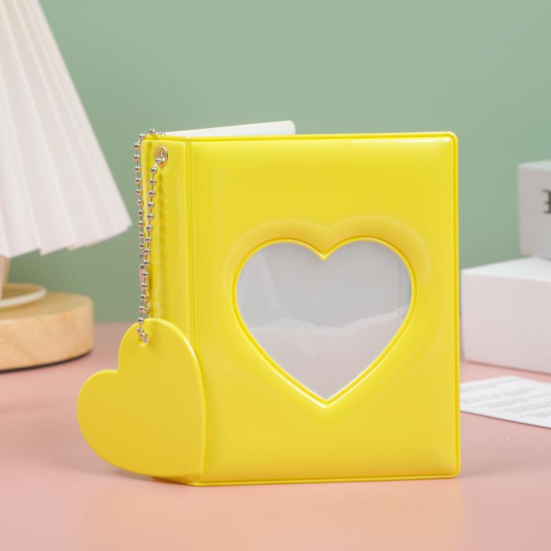 3-inch Solid Color Photo Album Love Hollow Photocard Holder With Heart Pendant Kpop Idol Cards Collect Book Polaroid Album