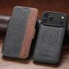 Магнитный кожаный чехол-книжка для iPhone 17 Pro Max и Samsung S25U с беспроводной зарядкой