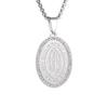 Virgin Mary Medal Pendant Stainless Steel Inlaid Zircon Necklace for Men Women Church Wear Prayer Jewelry Gift