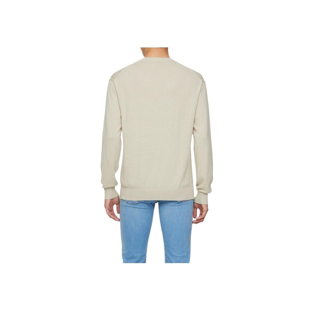 Calvin Klein Jeans Solid Letter Embroidered Crew Neck Long Sleeve Sweater Men Sweater Beige J326453-PD7