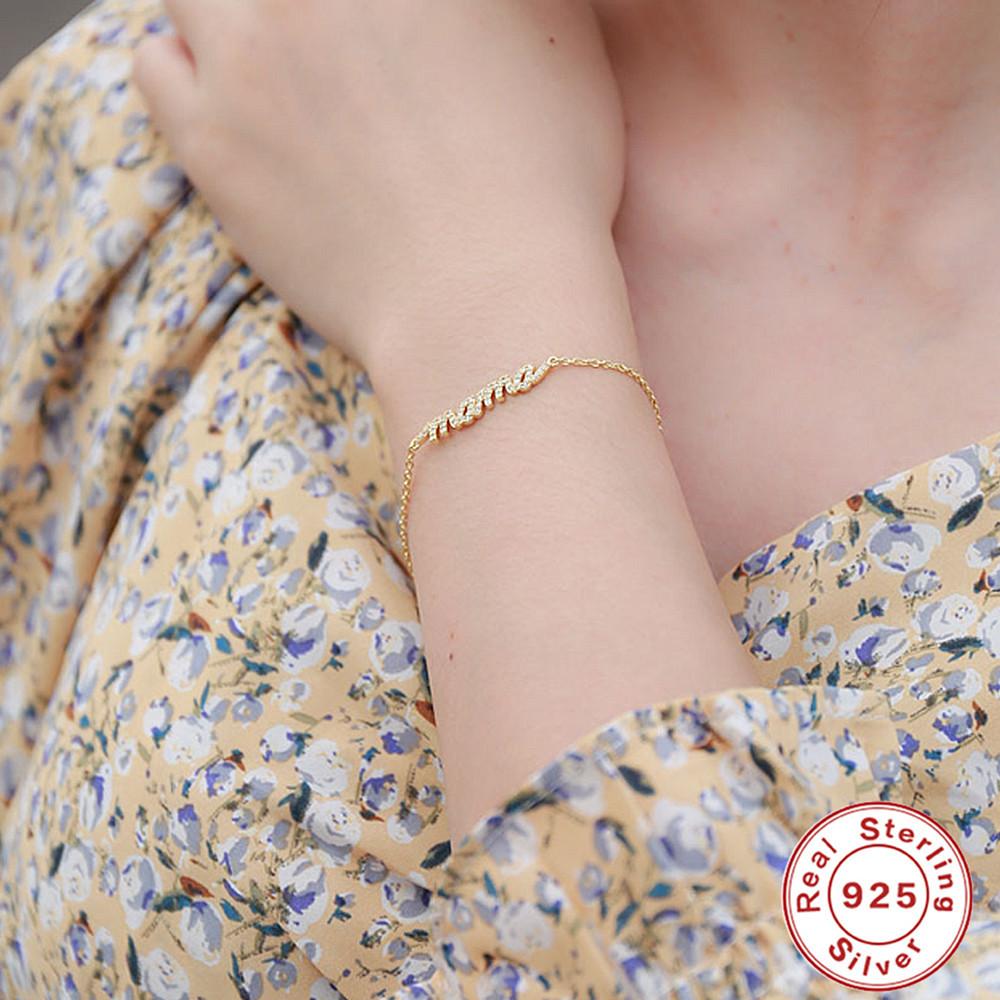 Браслет с надписью «Мама» из стерлингового серебра 925 пробы с цирконами, микроинкрустированный цирконием, подарок для мамы.