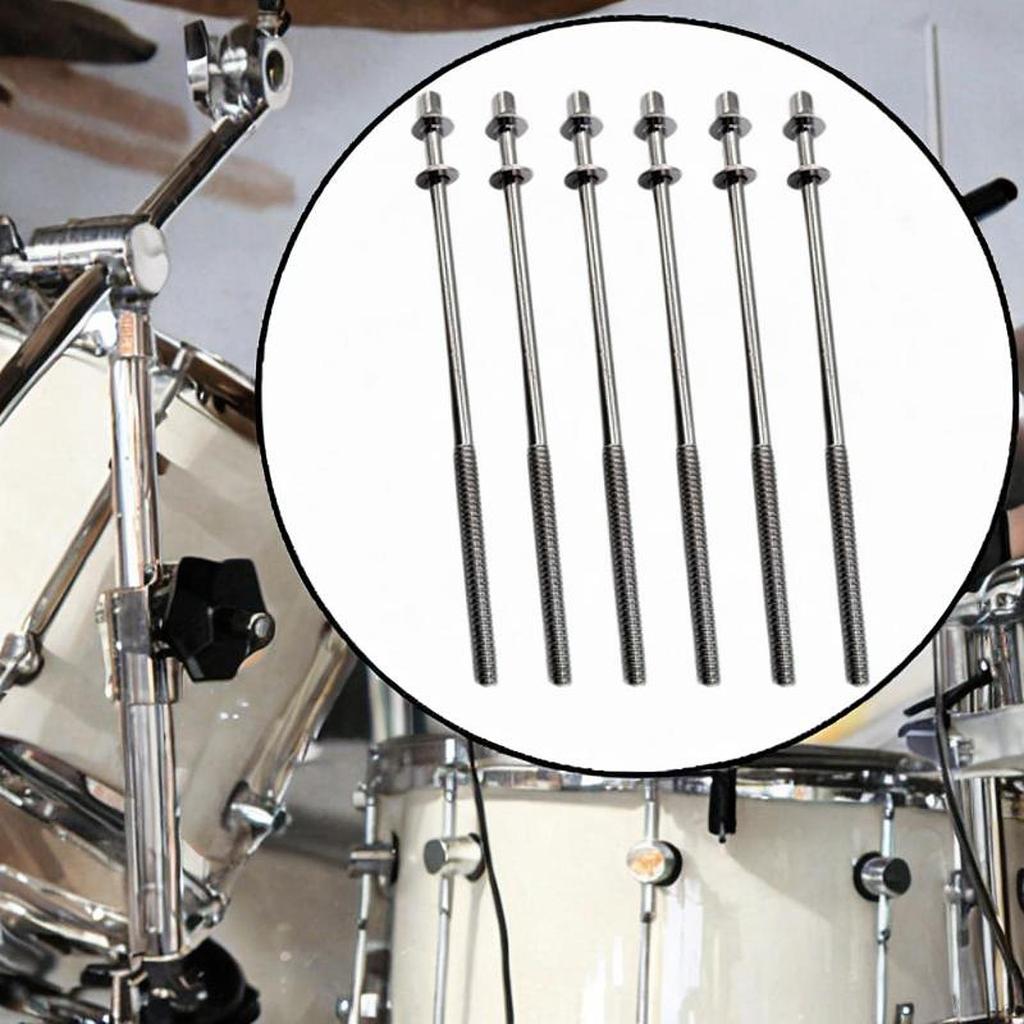 6 Pieces Drum Tension Rods Lug Bolts Screws for Percussion