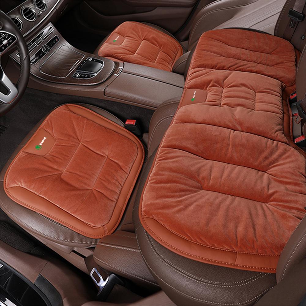 JNK3 Car Seat Cover Auto Chair Front Rear Flannel Warm Breathable Cushion For Skoda Octavia MK2 MK3 2 A7 Fabia Karoq Kodiaq VII Rapid
