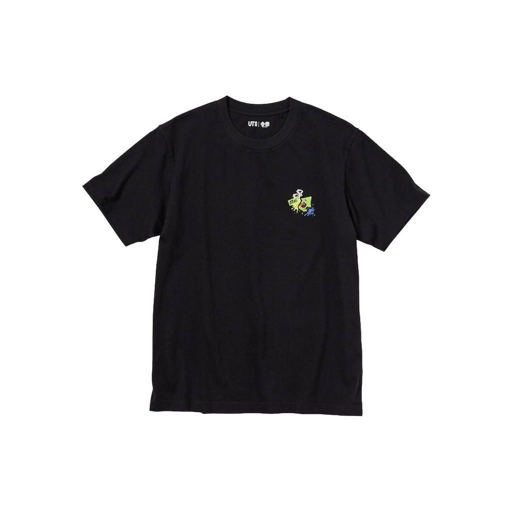 Uniqlo X Splatoon 3 Коллаборация SS23 Задний Спрей-пистолет Принт Граффити Короткий Рукав Футболка Унисекс Топы Черный 460485-09