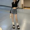 Vintage Style Cotton A Line Mini Skirt With Pockets For Summer Casual Wear