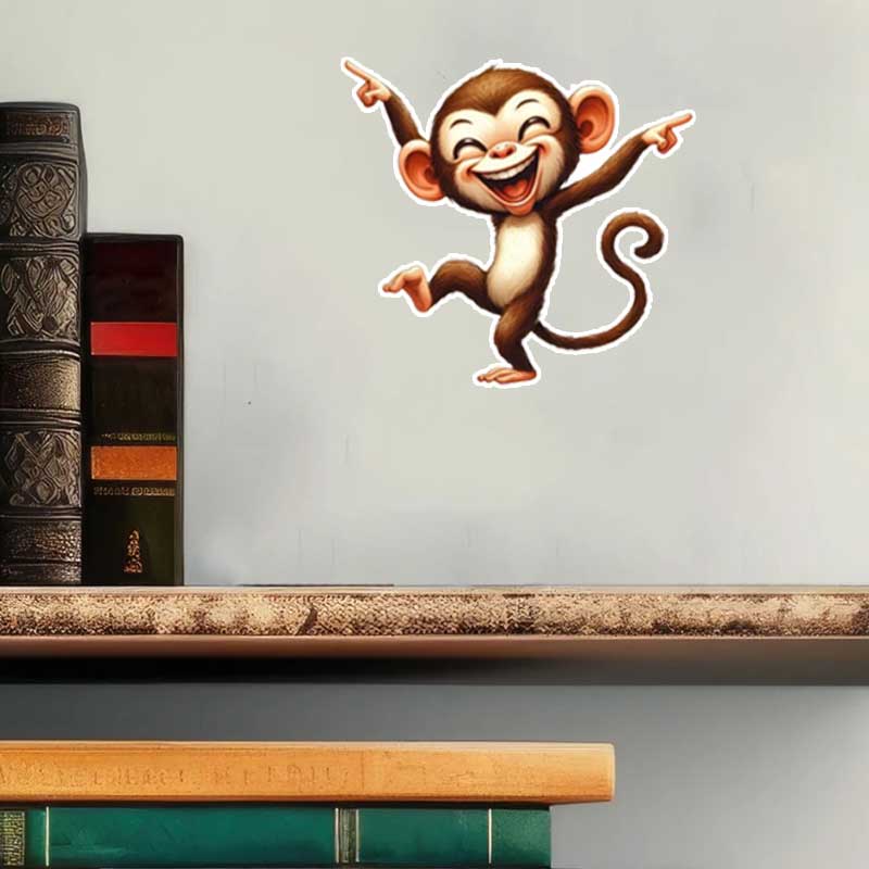 Happy Little Monkey Animal Car Stickers Waterproof Window & Bumper Decals for Children's Room Decor HE116