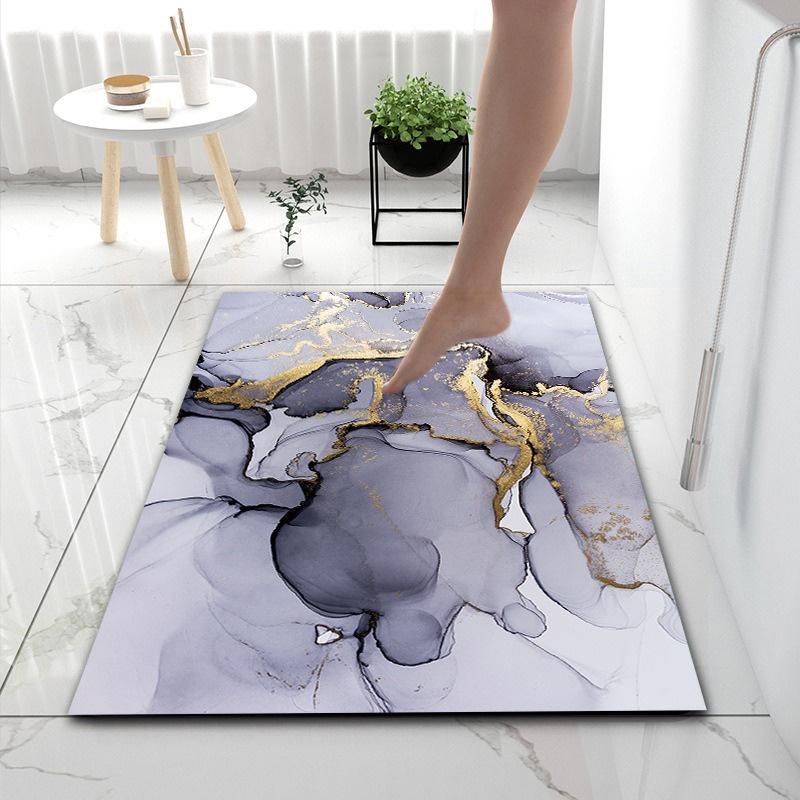 Marble Pattern Kitchen Mat Doormat Carpet Durable Absorbent Non-Slip Entrance Bedside Rug Washable Living Room