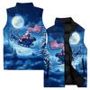 Men's Casual And Fashionable Sleeveless Vest, Solid-color Printed Cotton Jacket